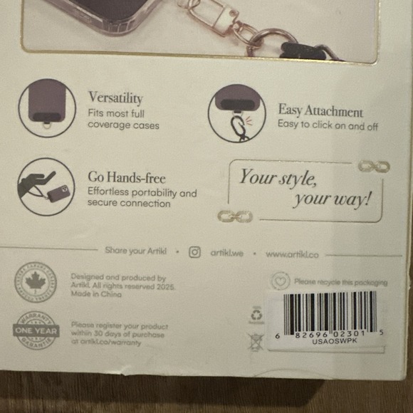 Artikl Universal Wristlet Phone Strap Pink and Gold Design 11.8‎ Inch Strap NEW - Picture 5 of 5